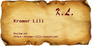 Kremer Lili névjegykártya